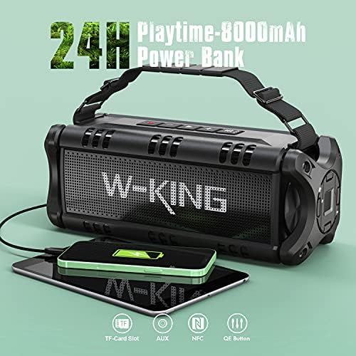  [아마존베스트]W-KING 50W (70W Piek) Bluetooth Speaker Waterproof 24 Hours Running Time, 8000 mAh Power Bank, 30 Metre Range Portable Bluetooth Speaker Box Speaker Music Box with TWS/NFC, D8, All