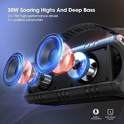  [아마존베스트]W-King 30 W Bluetooth Speaker, Portable Music Box, 5,000 mAh Battery, 24 Hour Battery Life, Waterproof Bluetooth Speaker Box with Bass, TWS, NFC, TF Card, USB Stick