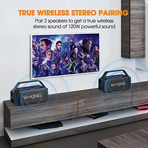  [아마존베스트]W-KING 60W Bluetooth Speaker - Portable Wireless Speaker with Built-in Microphone - 40 Hours Playtime, 12000mAh Battery, Power Bank, IPX6 Waterproof with NFC and TF Card Slot, TWS