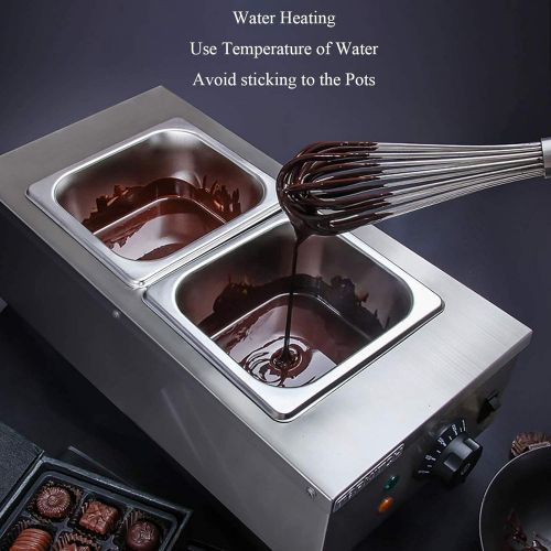 [아마존베스트]WLIXZ 2 x 1.6 L chocolate tempering machine, 2 pots, commercial 30 ~ 80 °C chocolate melting machine, double cylinder button control.