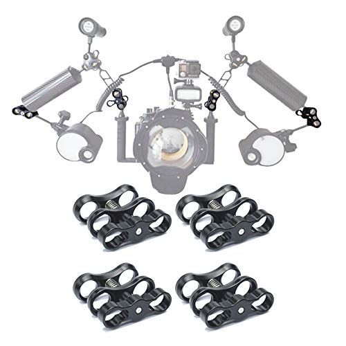  WLPREOE 4 PCS x 1 Inch Aluminum Standard Long Ball Clamp Mount for Underwater Diving Light Arm System,Work with Ram Mounts