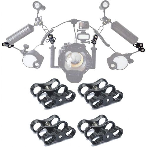  WLPREOE 4 PCS x 1 Inch Aluminum Standard Long Ball Clamp Mount for Underwater Diving Light Arm System,Work with Ram Mounts