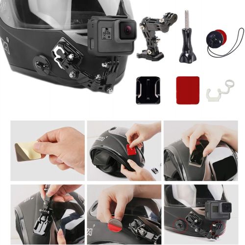  WLPREOE 34in1 Motorcycle Helmet Chin Mount Kits for GoPro Hero 10 9 8 7 Black Silver White 6 5 4 Osmo and Other Action Camera with Extra Camera Tethers, Mount Bases and Adhesive Pa