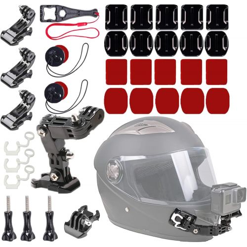  WLPREOE 34in1 Motorcycle Helmet Chin Mount Kits for GoPro Hero 10 9 8 7 Black Silver White 6 5 4 Osmo and Other Action Camera with Extra Camera Tethers, Mount Bases and Adhesive Pa