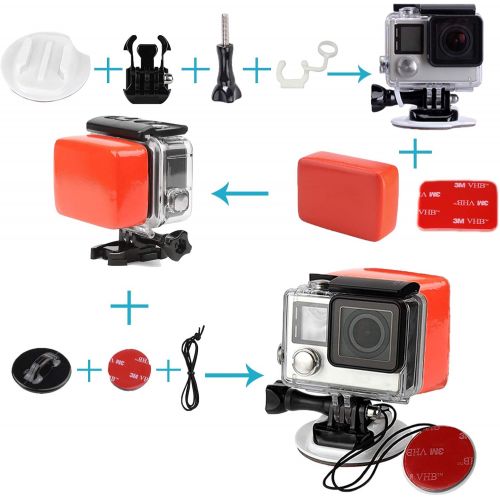  WLPREOE 32in1 Surfboard Mounts + Insurance Tethers + Floating Hand Grip + Floaty + Screws for GoPro Hero 10 9 8 MAX 7 Black Silver White/6/5/5S/4S/4/3+ OSMO Action Camera