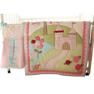 WM Baby Girls Little Fairy Princess Castle 10pcs Crib Bedding Set with Musical Mobile