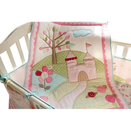  WM Baby Girls Little Fairy Princess Castle 10pcs Crib Bedding Set with Musical Mobile