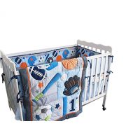 WM F.C.L 8 Pieces Baby Boy Sport Crib Bedding Set (Blue): (1)quilt,(4)bumper pads,(1) fitted sheet,(1) dust...