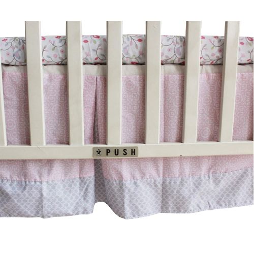  WM New Baby Girls Happy Bird Pink 8pcs Crib Bedding Set with musical mobile