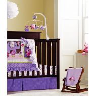 WM New Baby Girls Purple Owl 10pcs Crib Bedding Set with window valance and musical mobile
