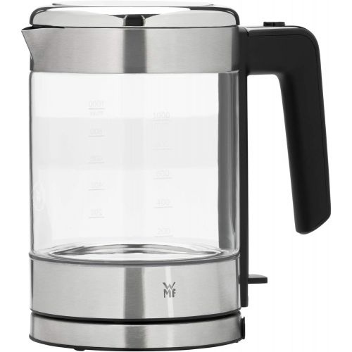 더블유엠에프 WMF Kuechenminis Glas-Wasserkocher (1900 Watt, 1,0 l, kabellos, Wasserstandanzeige, Kalk-Wasserfilter, Kochstoppautomatik) cromargan matt