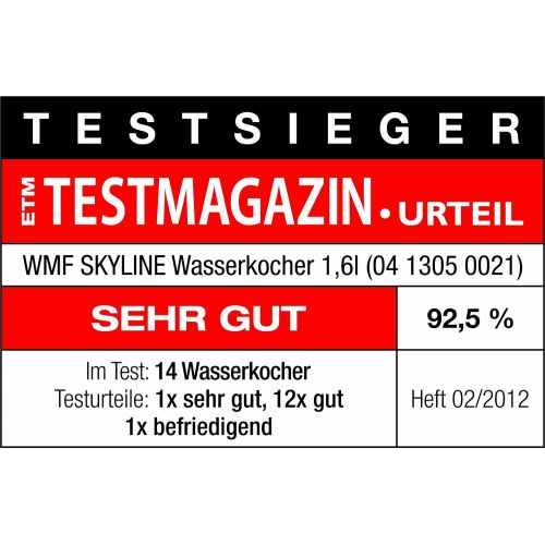 더블유엠에프 WMF SKYLINE Wasserkocher (3000 W, 1,6 l, verdecktes edelstahlheizelement, Innenbeleuchtung) cromargan poliert