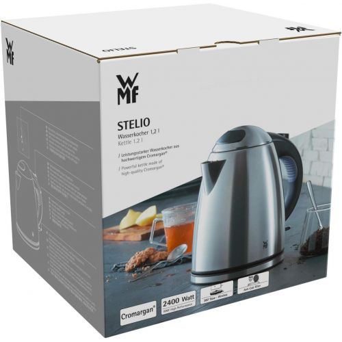 더블유엠에프 WMF Stelio Wasserkocher Edelstahl, 1,2l, mit Filter, 2400 W, kabellos, Wasserstandsanzeige beleuchtet, Kalk Wasserfilter, cromargan matt