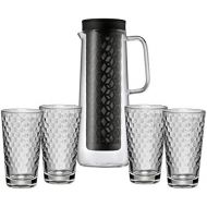 WMF Cold Brew Kanne, mit Honeycomb Glaser, Cold Brew Kaffeezubereiter Set, Glas Waben-Design, hitzebestandig, spuelmaschinengeeignet