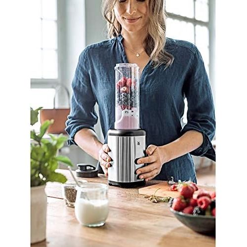 더블유엠에프 WMF Stelio Wasserkocher, 1,7 l, 2400 W, Wasserstandsanzeige beleuchtet, Kalk Wasserfilter, cromargan matt/silber & Kult X Mix & Go Smoothie Mini Standmixer, Smoothie Maker, 300 Wat