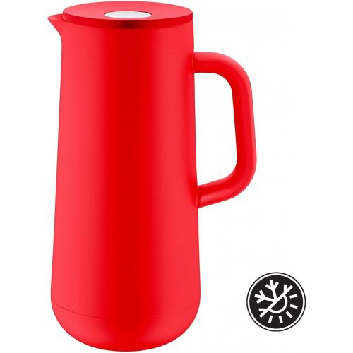 더블유엠에프 WMF Isolierkanne Thermoskanne Impulse, 1,0 l, fuer Kaffee oder Tee Druckverschluss halt Getranke 24h kalt und warm, rot