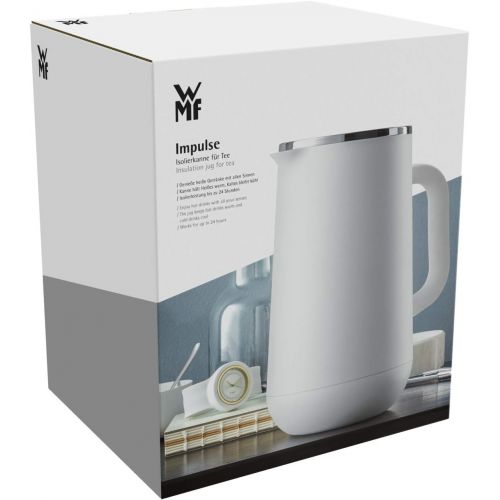 더블유엠에프 WMF Isolierkanne Thermoskanne Impulse, 1,0 l, fuer Tee oder Kaffee Drehverschluss halt Getranke halt Getranke 24h kalt und warm, weiss