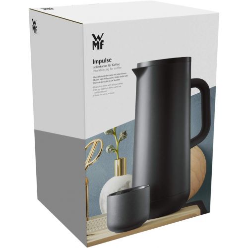 더블유엠에프 WMF Isolierkanne Thermoskanne Impulse, 1,0 l, fuer Kaffee oder Tee Druckverschluss halt Getranke 24h kalt und warm, schwarz