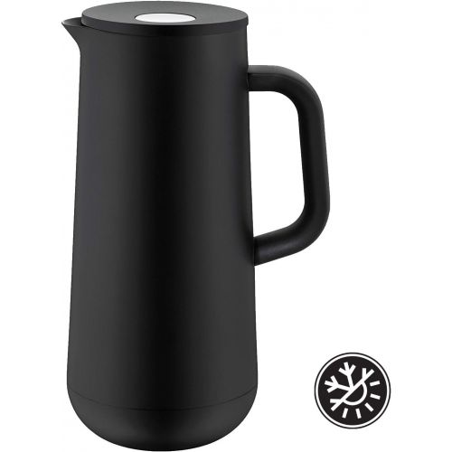 더블유엠에프 WMF Isolierkanne Thermoskanne Impulse, 1,0 l, fuer Kaffee oder Tee Druckverschluss halt Getranke 24h kalt und warm, schwarz