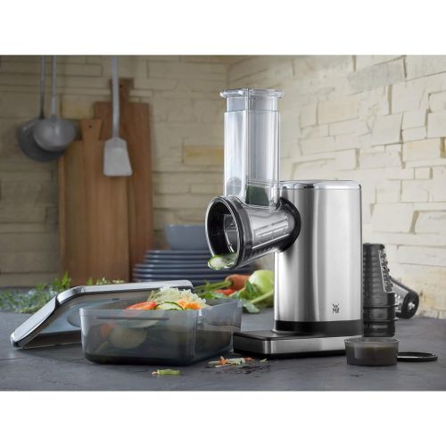 더블유엠에프 WMF Kuechenminis Salat-to-go, Salatzubereiter, elektrischer Gemueseschneider, 5 Einsatze, inkl. Salat-to-go-Box, 150 W