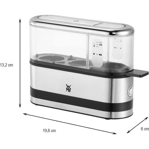 더블유엠에프 WMF KUECHENminis 1-Scheiben Toaster Langschlitz XXl-Toast Broetchenaufsatz 7 Braunungsstufen UEberhitzungsschutz 600W Edelstahl matt & 415020011 KUECHENminis 2-Eier-Kocher, Eierkocher