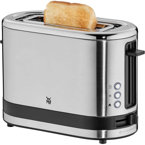 더블유엠에프 WMF KUECHENminis 1-Scheiben Toaster Langschlitz XXl-Toast Broetchenaufsatz 7 Braunungsstufen UEberhitzungsschutz 600W Edelstahl matt & 415020011 KUECHENminis 2-Eier-Kocher, Eierkocher