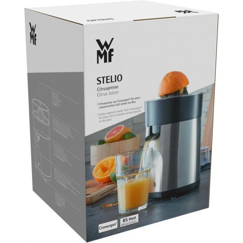 더블유엠에프 WMF STELIO Saftpresse, Zitruspresse, Citruspresse elektrisch, 85 Watt, 2 Presskegel, Tropfstopp, Siebeinsatz edelstahl matt