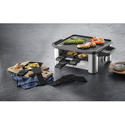 더블유엠에프 Besuchen Sie den WMF-Store WMF Lono Raclette Grill mit Pfannchen und Schiebern, Raclette 4 Personen, 870 W, edelstahl matt