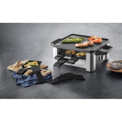 더블유엠에프 Besuchen Sie den WMF-Store WMF Lono Raclette Grill mit Pfannchen und Schiebern, Raclette 4 Personen, 870 W, edelstahl matt