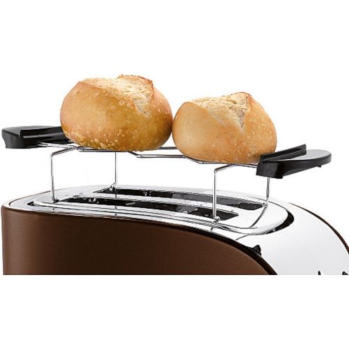 더블유엠에프 WMF TERRA Toaster Doppelschlitz Broetchenaufsatz 7 Braunungsstufen Bagel-Funktion UEberhitzungsschutz 980 W Edelstahl braun