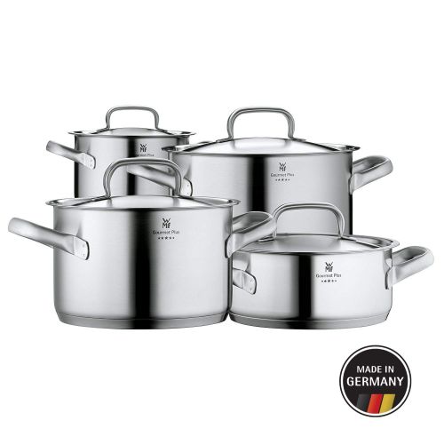 더블유엠에프 WMF Gourmet Plus Topfset 4-teilig mit Metalldeckel, Kochtopf, Cromargan Edelstahl mattiert, Innenskalierung, Dampfoeffnung, induktionsgeeignet