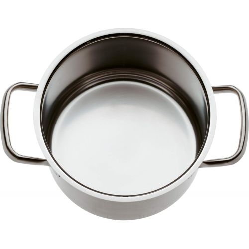 더블유엠에프 WMF Gourmet Plus Kochtopf mit Metalldeckel 24 cm, Bratentopf 4,1l, Cromargan Edelstahl mattiert, Innenskalierung, Dampfoeffnung, induktionsgeeignet