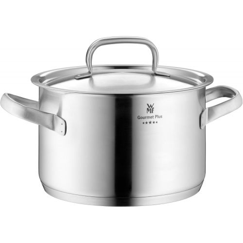 더블유엠에프 WMF Gourmet Plus Topfset 7-teilig, Cromargan Edelstahl mattiert, Toepfe mit Metalldeckel, Induktionstoepfe, Topf Induktion, Innenskalierung, Dampfoeffnung, unbeschichtet