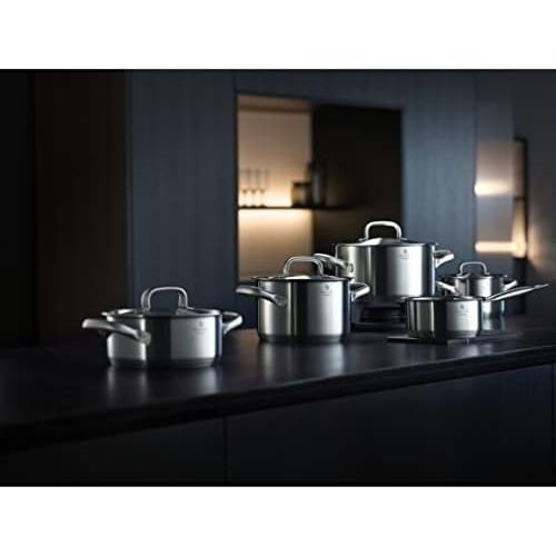 더블유엠에프 WMF Gourmet Plus Kochtopf 16cm, Metalldeckel, Bratentopf 1,4l, Cromargan Edelstahl mattiert, Innenskalierung, Dampfoeffnung, Topf Induktion, unbeschichtet