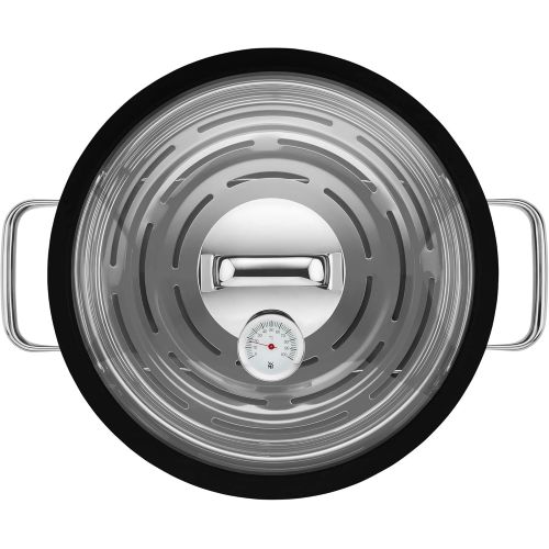 더블유엠에프 WMF Vitalis Dampfgarer/Brater, rund, mit Glasdeckel mit Silikonrand, Garthermometer, Garblech, Cromargan Edelstahl, induktionsgeeignet, Ø 28 cm, 5,0l