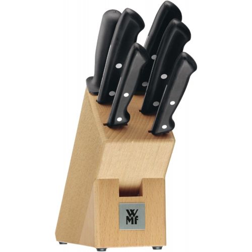 더블유엠에프 WMF Messerblock ohne Messer, unbestueckt, Holz, Buchenholz, leer, fuer 6 Messer, 1 Fleischgabel, 1 Wetzstahl, 1 Schere