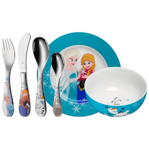 더블유엠에프 WMF Disney Frozen Kindergeschirr, mit Kinderbesteck, 6-teilig, ab 3 Jahren, Cromargan Edelstahl poliert, spuelmaschinengeeignet, farb- und lebensmittelecht