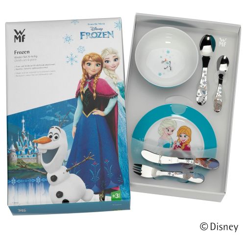 더블유엠에프 WMF Disney Frozen Kindergeschirr, mit Kinderbesteck, 6-teilig, ab 3 Jahren, Cromargan Edelstahl poliert, spuelmaschinengeeignet, farb- und lebensmittelecht