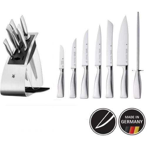 더블유엠에프 WMF Grand Gourmet Messerblock mit Messerset 7teilig, Spezialklingenstahl, Made in Germany, 5 Messer geschmiedet, 1 Wetzstahl, Edelstahl-Block, Performance Cut