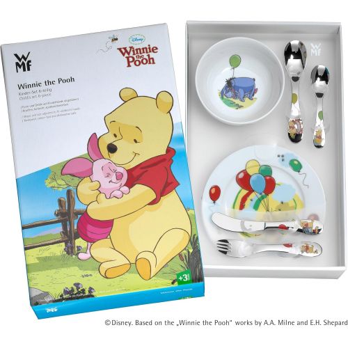 더블유엠에프 WMF Disney Winnie Pooh Kindergeschirr, mit Kinderbesteck 6-teilig, ab 3 Jahren, Cromargan Edelstahl poliert, spuelmaschinengeeignet, farb- und lebensmittelecht