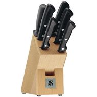 WMF Classic Line Messerblock mit Messerset, 7-teilig, bestueckt, 5 Messer, 1 Wetzstahl, 1 Block aus Buchenholz, Spezialklingenstahl, schwarz
