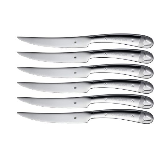 더블유엠에프 WMF Steakmesser Set, 6-teilig, Cromargan, Edelstahl poliert, Wellenschliff, spuelmaschinengeeignet, Steakbesteck in Geschenkverpackung