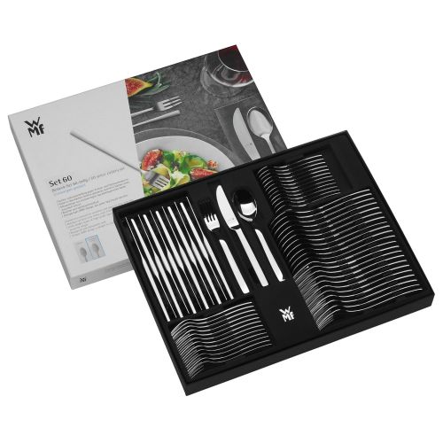 더블유엠에프 WMF Corvo Cutlery Set 60Pieces for 12People Cromargan Protect Stainless Steel Matte Finish Extremely Scratch-Resistant with Inserted Knife Blade