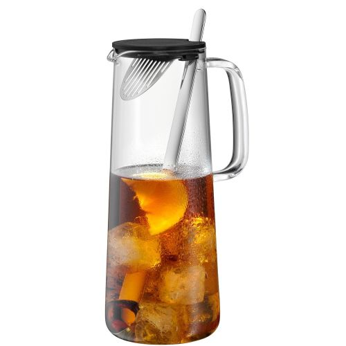 더블유엠에프 WMF IceTeaTime Karaffe, mit Sieb und Loeffel, 1,2 l, Glaskaraffe, spuelmaschinengeeignet, hitzebestandig