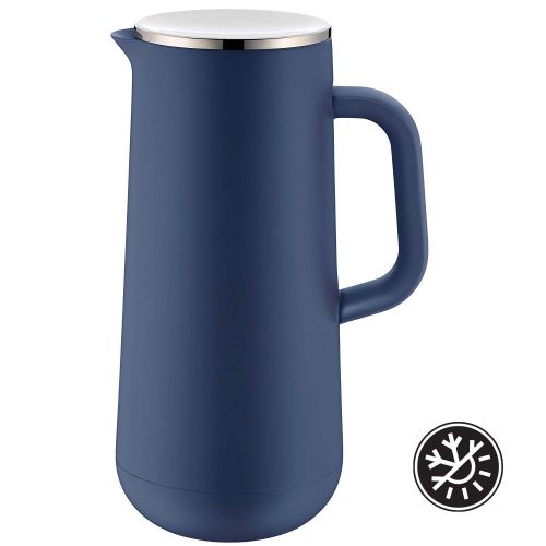 더블유엠에프 WMF Isolierkanne Thermoskanne Impulse prussian, 1,0 l, fuer Kaffee oder Tee Drehverschluss halt Getranke 24h kalt und warm, blau