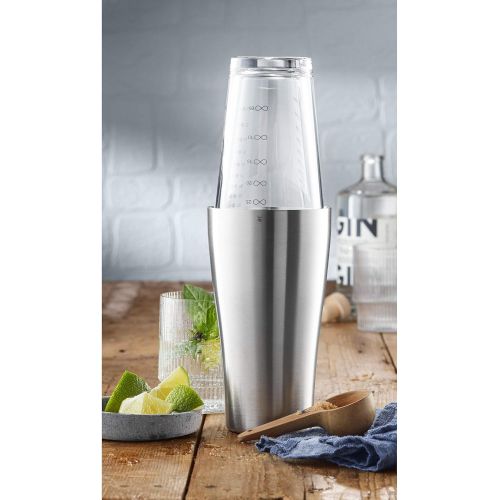 더블유엠에프 [아마존 핫딜] [아마존핫딜]WMF Boston Shaker, Cocktail Shaker, mit Ruehrglas skaliert, 2-teilig, Edelstahl Cromargan poliert, H 28 cm, V 600 ml