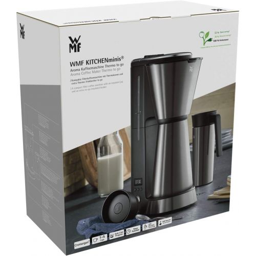 더블유엠에프 WMF 412260041 Kuechenminis Aroma Kaffeemaschine mit Thermoskanne (870 Watt, Filterkaffee 5 Tassen, Thermobecher to go (350 ml), 24 Stunden Timer, Abschaltautomatik), graphit