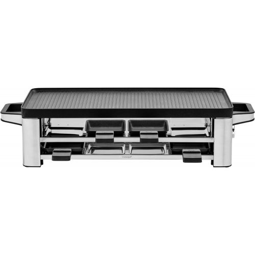 더블유엠에프 WMF Lono Raclette Grill mit Pfannchen und Schiebern, Raclette 8 Personen, 1500 W, cromargan, matt/silber