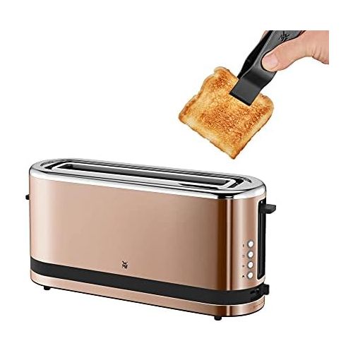 더블유엠에프 WMF Kuechenminis Langschlitz-Toaster (900 W, integrierter Broetchenwarmer, 2 XXL Brotscheiben, Auftau-Funktion) cromargan matt/graphit