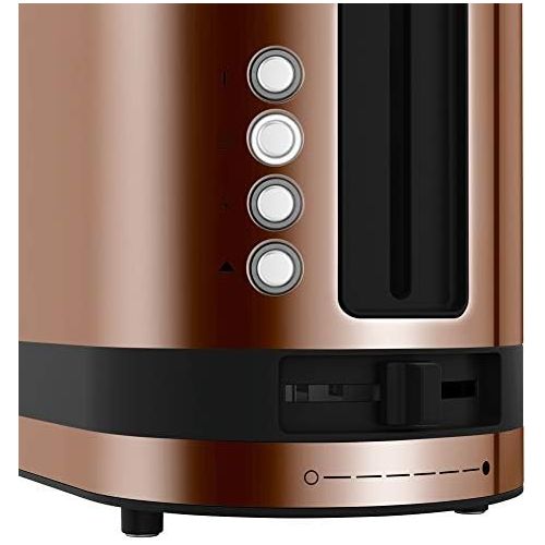 더블유엠에프 WMF Kuechenminis Langschlitz-Toaster (900 W, integrierter Broetchenwarmer, 2 XXL Brotscheiben, Auftau-Funktion) cromargan matt/graphit